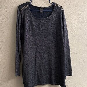 Ashley Stewart Metallic Gray Long Sleeve Top